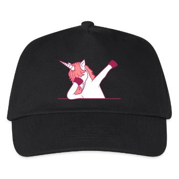 text feld schreiben schild mauer dabbing unicorn d - Kinder Basecap - Schwarz - Vorne