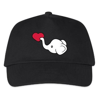 elephant head heart love give in love sitting - Kids’ Baseball Cap - black - Front