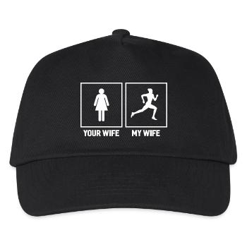 Running Wife - Deine Frau, meine Frau - Kinder Basecap - Schwarz - Vorne