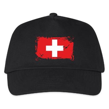 Flagge Schweiz, Switzerland, Swiss - Kinder Basecap - Schwarz - Vorne