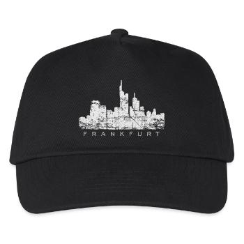 Frankfurter Skyline (Vintage Weiß) Frankfurt - Kinder Basecap - Schwarz - Vorne