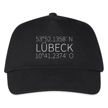 Lübeck Koordinaten Kartenprint - Kinder Basecap - Schwarz - Vorne