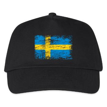 Drapeau suédois dans un style vintage - Casquette de baseball Enfant - noir - Devant
