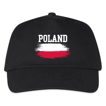 Poland Brush Flag Typografie - Kinder Basecap - Schwarz - Vorne