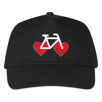 Fahrrad Rad Herz - Kinder Basecap - Schwarz - Vorne