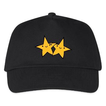 2 Sternchen Paar - Kinder Basecap - Schwarz - Vorne