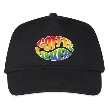 Coffee bean coffee lover rainbow black shirt - Kids’ Baseball Cap - black - Front
