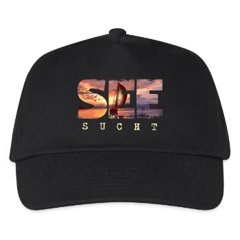 See Sucht - Segeln Outfit Yacht Segelboot Maritim - Kinder Basecap - Schwarz - Vorne