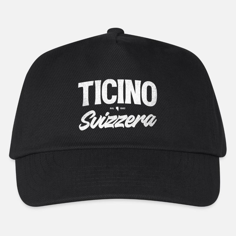 Ticino Schweiz Script Logo - Kinder Basecap - Schwarz