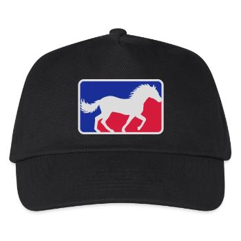 Rot Blau Sport Pferd - Kinder Basecap - Schwarz - Vorne