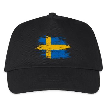 Schweden Flagge used - Kinder Basecap - Schwarz - Vorne