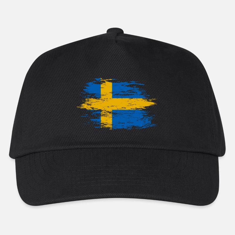 Schweden Flagge used - Kinder Basecap - Schwarz