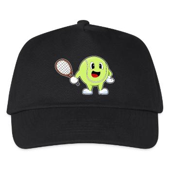 Tennis Ball Tennis Racket - Kids’ Baseball Cap - black - Front