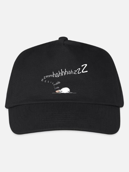 Schaf schläft - schnarcht - Wortspiel - Kinder Basecap - Schwarz