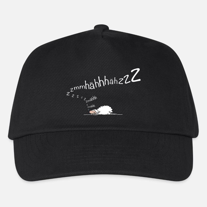 Schaf schläft - schnarcht - Wortspiel - Kinder Basecap - Schwarz