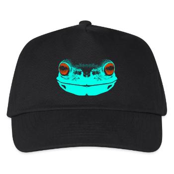 Frosch / Gesicht / farbig - Kinder Basecap - Schwarz - Vorne