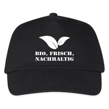 Bio Frisch Nachhaltig - Bio Landwirt Geschenk - Kinder Basecap - Schwarz - Vorne