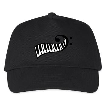 Klavier Tasten Bassschlüssel Bass Symbol Keyboard - Kinder Basecap - Schwarz - Vorne