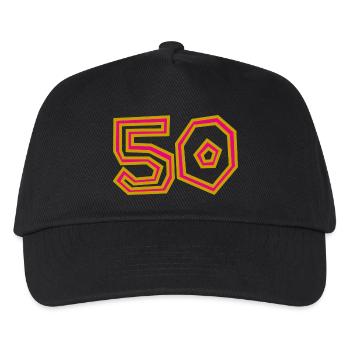 50. 50 JAHRE. 50-JÄHRIGES JUBILÄUM. 50-JÄHRIGES JUBILÄUM. - Kinder Basecap - Schwarz - Vorne