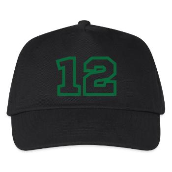 Nummer 12 grüner Sport - Kinder Basecap - Schwarz - Vorne