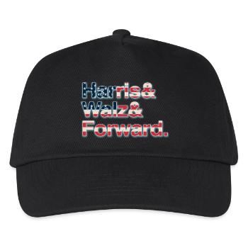 Kamala Harris & Tim Walz 2024 Support Shirt - Kinder Basecap - Schwarz - Vorne