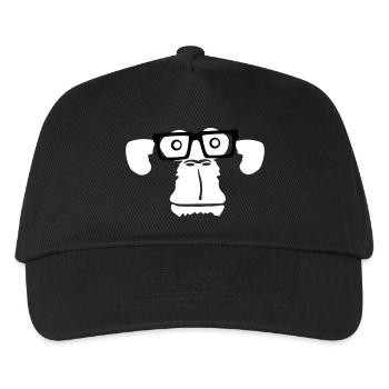 Schlauer Nerd Affe Kopf Hornbrille Geek Gesicht - Kinder Basecap - Schwarz - Vorne