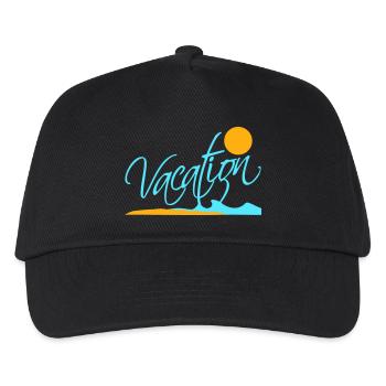 Vacation Spruch Text Sonne Strand Schriftzug Logo - Kinder Basecap - Schwarz - Vorne