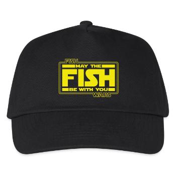 May the Fish be with YOU! (gelb/gelb) - Kinder Basecap - Schwarz - Vorne