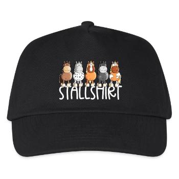 Drolliges Pferde Stallshirt Pferdestall - Kinder Basecap - Schwarz - Vorne