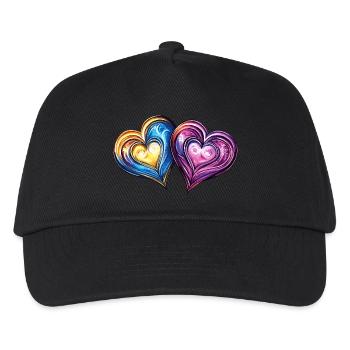 Bunte Herzen Liebe Ehe - Kinder Basecap - Schwarz - Vorne
