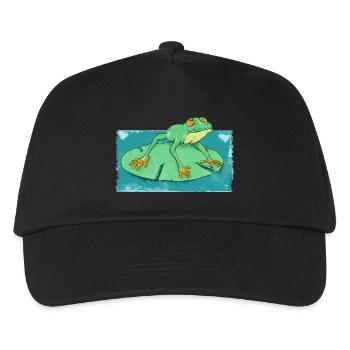 Cute geen frog in a pond - Kids’ Baseball Cap - black - Front