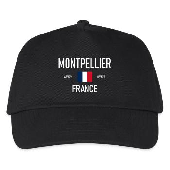 Montpellier - France Frankreich Flagge Koordinaten - Kinder Basecap - Schwarz - Vorne