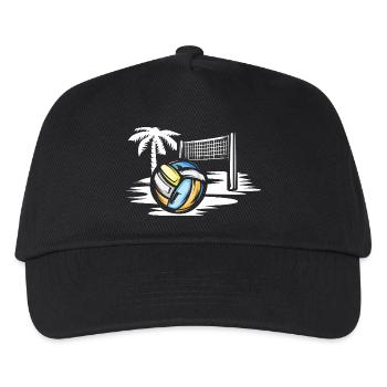 Volleyball am Strand - Beachvolleyball Symbol - Kinder Basecap - Schwarz - Vorne
