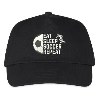 Eat. Sleep. Soccer. Repeat. – Für alle Fußballfans - Kinder Basecap - Schwarz - Vorne