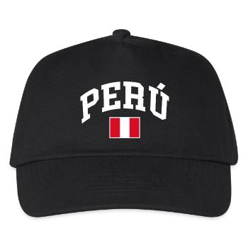 Peru Flagge - Kinder Basecap - Schwarz - Vorne