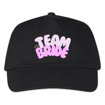 Team Bride Shirt | JGA Krone Pink Brautjungfern - Kinder Basecap - Schwarz - Vorne