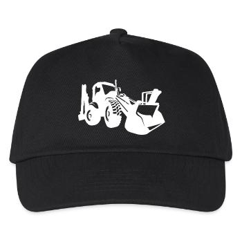 Bagger Radlader Baugeräteführer Silhouette - Kinder Basecap - Schwarz - Vorne