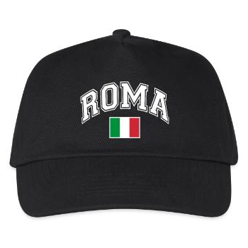 Rom Roma Rome Italien Flagge - Kinder Basecap - Schwarz - Vorne