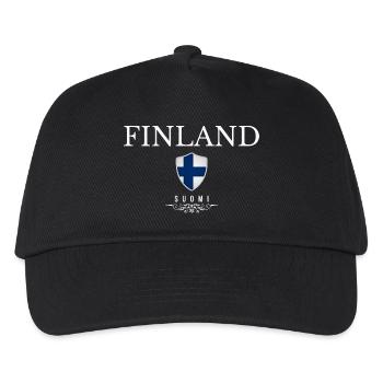 Finnischer Stolz, minimalistisches, schlankes Design - Kinder Basecap - Schwarz - Vorne