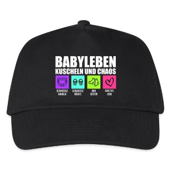 Werdende Mutter BABYLEBEN KUSCHELN UND CHAOS - Kinder Basecap - Schwarz - Vorne