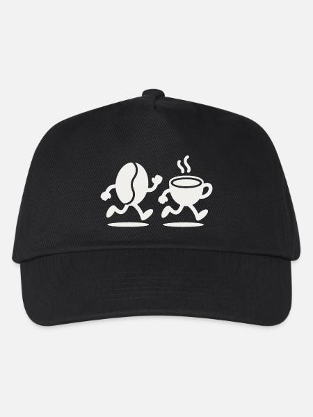 Koffein-Sprint: Bean & Cup Run - Kinder Basecap - Schwarz