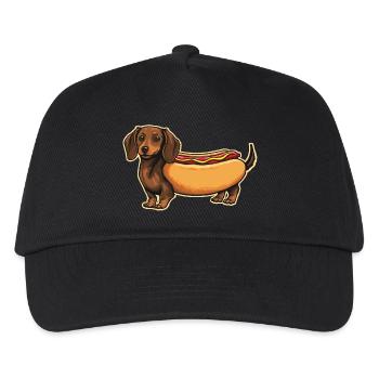 Cute Dachshund Hot Dog Bun Sticker - Kids’ Baseball Cap - black - Front