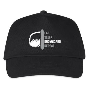 Snowboarden Snowboarder Iss, schlaf Snowboard - Kinder Basecap - Schwarz - Vorne