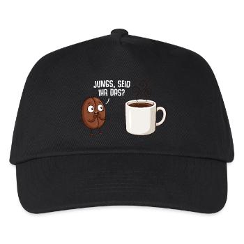 Kaffetrinker Jungs seid ihr das Kaffeebohne - Kinder Basecap - Schwarz - Vorne