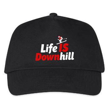 Life is Downhill Skiing Winter Sports Mountains - Kids’ Baseball Cap - black - Front