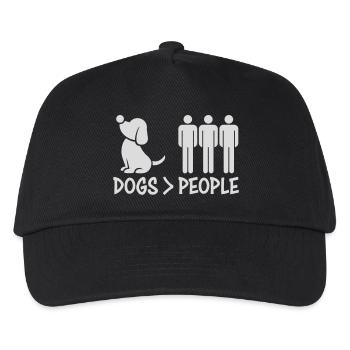 Dogs Over People Hund Lustig Antisozial Spruch - Kinder Basecap - Schwarz - Vorne