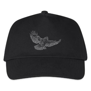 Mäusebussard, Greifvogel gezeichnet (stilisiert) - Kinder Basecap - Schwarz - Vorne