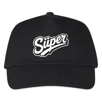 Süper Script Wortmarke Jugendwort - Kinder Basecap - Schwarz - Vorne