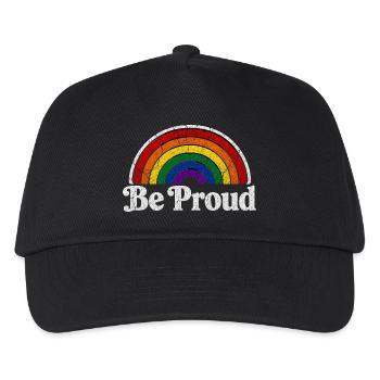 Be Proud LGBT Saying Retro Rainbow Motif - Kids’ Baseball Cap - black - Front