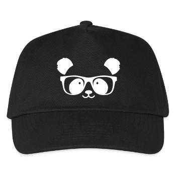 Cute panda with nerd glasses - Kids’ Baseball Cap - black - Front